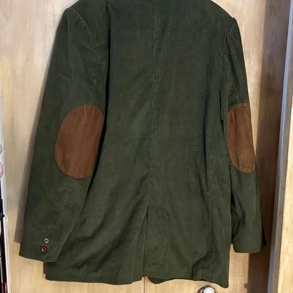 Eddie Bauer Green Corduroy Blazer 46 tall suede elbow patches - Picture 3 of 3